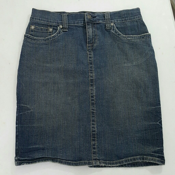 Hydraulic Knee Length Denim Skirt - Picture 1 of 7